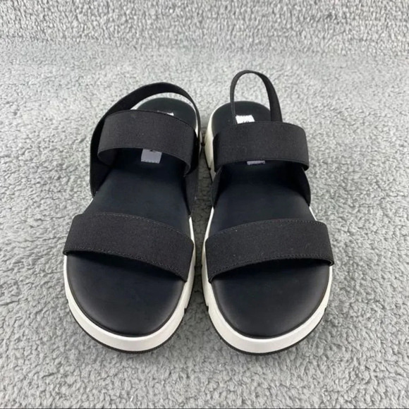 STEVE MADDEN GAVIA Sandals Womens 9 Strappy Black White Sling Back Elastic Strap - Picture 4 of 13